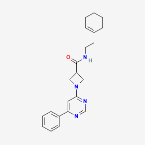 molecular formula C22H26N4O B2843940 N-(2-(cyclohex-1-en-1-yl)ethyl)-1-(6-phenylpyrimidin-4-yl)azetidine-3-carboxamide CAS No. 2034619-71-9