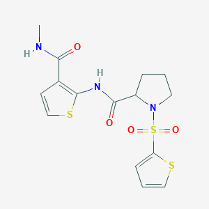 molecular formula C15H17N3O4S3 B2843954 N-[3-(methylcarbamoyl)thiophen-2-yl]-1-(thiophene-2-sulfonyl)pyrrolidine-2-carboxamide CAS No. 1009575-61-4