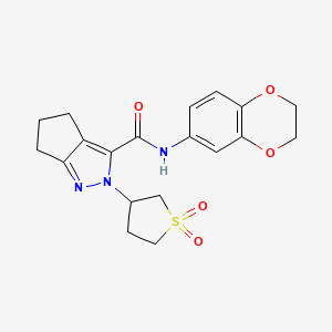 N-(2,3-dihydrobenzo[b][1,4]dioxin-6-yl)-2-(1,1-dioxidotetrahydrothiophen-3-yl)-2,4,5,6-tetrahydrocyclopenta[c]pyrazole-3-carboxamide