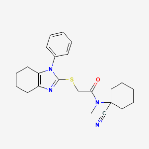 molecular formula C23H28N4OS B2843987 N-(1-cyanocyclohexyl)-N-methyl-2-[(1-phenyl-4,5,6,7-tetrahydro-1H-1,3-benzodiazol-2-yl)sulfanyl]acetamide CAS No. 1037922-89-6