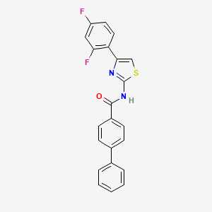 molecular formula C22H14F2N2OS B2843998 N-[4-(2,4-difluorophenyl)-1,3-thiazol-2-yl]-[1,1'-biphenyl]-4-carboxamide CAS No. 545370-04-5