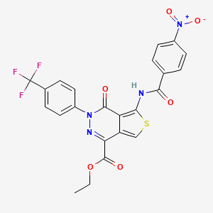 molecular formula C23H15F3N4O6S B2844058 Ethyl 5-(4-nitrobenzamido)-4-oxo-3-(4-(trifluoromethyl)phenyl)-3,4-dihydrothieno[3,4-d]pyridazine-1-carboxylate CAS No. 851951-35-4
