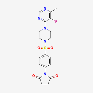 molecular formula C19H20FN5O4S B2844071 1-(4-{[4-(5-Fluoro-6-methylpyrimidin-4-yl)piperazin-1-yl]sulfonyl}phenyl)pyrrolidine-2,5-dione CAS No. 2380088-59-3