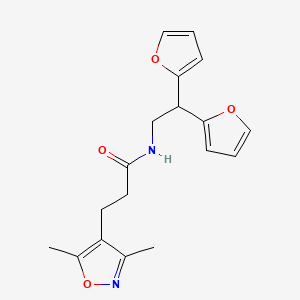 N-(2,2-di(furan-2-yl)ethyl)-3-(3,5-dimethylisoxazol-4-yl)propanamide