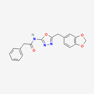 N-(5-(benzo[d][1,3]dioxol-5-ylmethyl)-1,3,4-oxadiazol-2-yl)-2-phenylacetamide