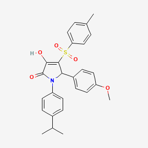 molecular formula C27H27NO5S B2844161 3-hydroxy-5-(4-methoxyphenyl)-4-(4-methylbenzenesulfonyl)-1-[4-(propan-2-yl)phenyl]-2,5-dihydro-1H-pyrrol-2-one CAS No. 1358400-57-3