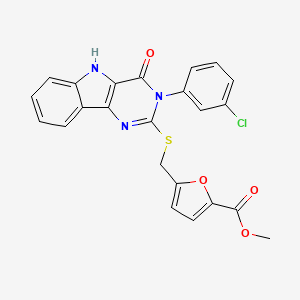 methyl 5-(((3-(3-chlorophenyl)-4-oxo-4,5-dihydro-3H-pyrimido[5,4-b]indol-2-yl)thio)methyl)furan-2-carboxylate