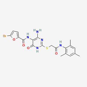 N-(4-amino-2-((2-(mesitylamino)-2-oxoethyl)thio)-6-oxo-1,6-dihydropyrimidin-5-yl)-5-bromofuran-2-carboxamide