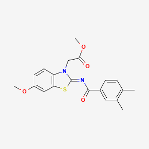 Methyl 2-[2-(3,4-dimethylbenzoyl)imino-6-methoxy-1,3-benzothiazol-3-yl]acetate
