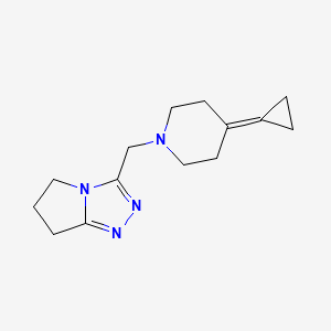 molecular formula C14H20N4 B2844225 3-[(4-Cyclopropylidenepiperidin-1-yl)methyl]-6,7-dihydro-5H-pyrrolo[2,1-c][1,2,4]triazole CAS No. 2034282-21-6
