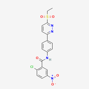 molecular formula C19H15ClN4O5S B2844234 2-chloro-N-(4-(6-(ethylsulfonyl)pyridazin-3-yl)phenyl)-5-nitrobenzamide CAS No. 921545-12-2
