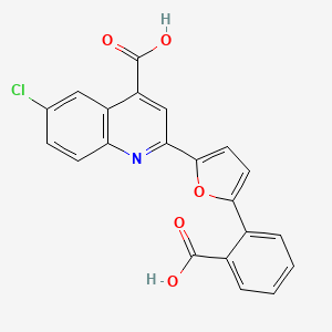 molecular formula C21H12ClNO5 B2844239 2-[5-(2-Carboxyphenyl)furan-2-yl]-6-chloroquinoline-4-carboxylic acid CAS No. 832687-22-6