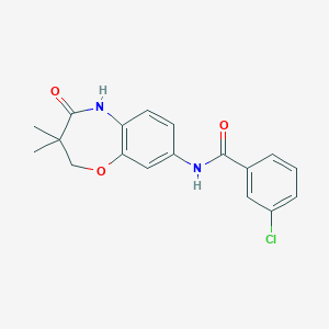molecular formula C18H17ClN2O3 B2844245 3-chloro-N-(3,3-dimethyl-4-oxo-2,3,4,5-tetrahydrobenzo[b][1,4]oxazepin-8-yl)benzamide CAS No. 921835-27-0