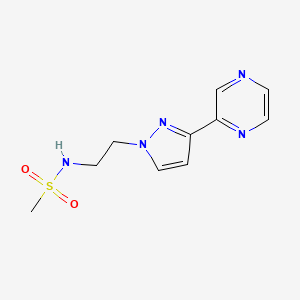 molecular formula C10H13N5O2S B2844251 N-(2-(3-(pyrazin-2-yl)-1H-pyrazol-1-yl)ethyl)methanesulfonamide CAS No. 2034549-13-6