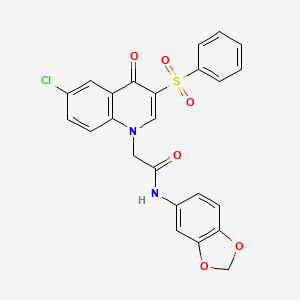 2-[3-(benzenesulfonyl)-6-chloro-4-oxoquinolin-1-yl]-N-(1,3-benzodioxol-5-yl)acetamide