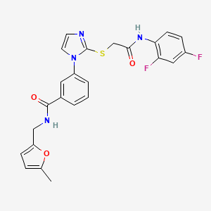 3-(2-((2-((2,4-difluorophenyl)amino)-2-oxoethyl)thio)-1H-imidazol-1-yl)-N-((5-methylfuran-2-yl)methyl)benzamide