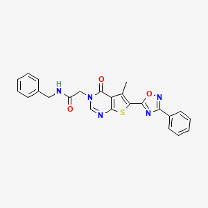 N-benzyl-2-(5-methyl-4-oxo-6-(3-phenyl-1,2,4-oxadiazol-5-yl)thieno[2,3-d]pyrimidin-3(4H)-yl)acetamide