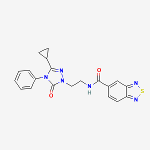 molecular formula C20H18N6O2S B2844330 N-(2-(3-cyclopropyl-5-oxo-4-phenyl-4,5-dihydro-1H-1,2,4-triazol-1-yl)ethyl)benzo[c][1,2,5]thiadiazole-5-carboxamide CAS No. 1396867-71-2