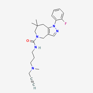 molecular formula C23H30FN5O B2844339 1-(2-Fluorophenyl)-7,7-dimethyl-N-[3-[methyl(prop-2-ynyl)amino]propyl]-6,8-dihydro-4H-pyrazolo[4,3-c]azepine-5-carboxamide CAS No. 2223979-62-0