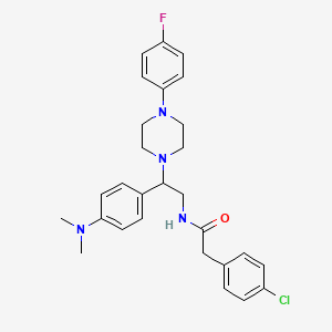 molecular formula C28H32ClFN4O B2844341 2-(4-chlorophenyl)-N-{2-[4-(dimethylamino)phenyl]-2-[4-(4-fluorophenyl)piperazin-1-yl]ethyl}acetamide CAS No. 946286-81-3