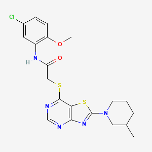 molecular formula C20H22ClN5O2S2 B2844344 N-(5-chloro-2-methoxyphenyl)-2-((2-(3-methylpiperidin-1-yl)thiazolo[4,5-d]pyrimidin-7-yl)thio)acetamide CAS No. 1207007-16-6