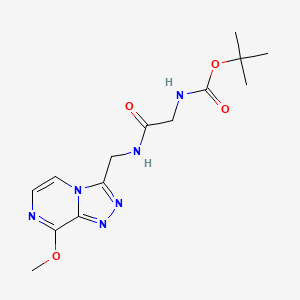 molecular formula C14H20N6O4 B2844348 Tert-butyl (2-(((8-methoxy-[1,2,4]triazolo[4,3-a]pyrazin-3-yl)methyl)amino)-2-oxoethyl)carbamate CAS No. 2034320-20-0