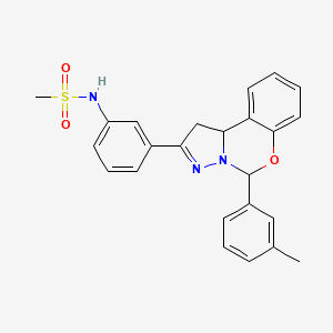 molecular formula C24H23N3O3S B2844359 N-(3-(5-(m-tolyl)-5,10b-dihydro-1H-benzo[e]pyrazolo[1,5-c][1,3]oxazin-2-yl)phenyl)methanesulfonamide CAS No. 868155-24-2