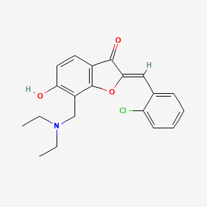 molecular formula C20H20ClNO3 B2844360 (Z)-2-(2-chlorobenzylidene)-7-((diethylamino)methyl)-6-hydroxybenzofuran-3(2H)-one CAS No. 869077-17-8