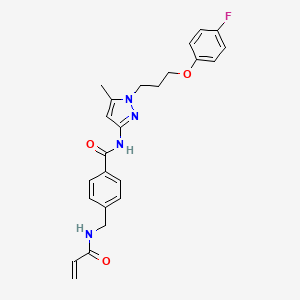 molecular formula C24H25FN4O3 B2844375 N-[1-[3-(4-Fluorophenoxy)propyl]-5-methylpyrazol-3-yl]-4-[(prop-2-enoylamino)methyl]benzamide CAS No. 2176038-44-9