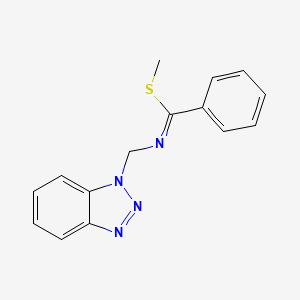 molecular formula C15H14N4S B2844376 (1H-1,2,3-Benzotriazol-1-ylmethyl)[(methylsulfanyl)-(phenyl)methylidene]amine CAS No. 202286-41-7