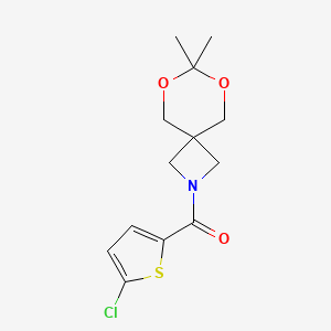 molecular formula C13H16ClNO3S B2844377 (5-Chlorothiophen-2-yl)(7,7-dimethyl-6,8-dioxa-2-azaspiro[3.5]nonan-2-yl)methanone CAS No. 1396808-88-0