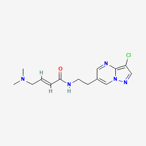 molecular formula C14H18ClN5O B2844380 (E)-N-[2-(3-Chloropyrazolo[1,5-a]pyrimidin-6-yl)ethyl]-4-(dimethylamino)but-2-enamide CAS No. 2411330-08-8