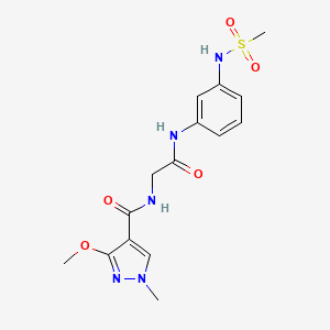 molecular formula C15H19N5O5S B2844385 3-methoxy-1-methyl-N-(2-((3-(methylsulfonamido)phenyl)amino)-2-oxoethyl)-1H-pyrazole-4-carboxamide CAS No. 1251609-98-9