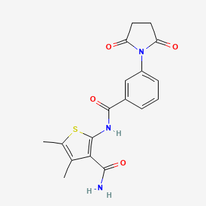 molecular formula C18H17N3O4S B2844386 2-(3-(2,5-Dioxopyrrolidin-1-yl)benzamido)-4,5-dimethylthiophene-3-carboxamide CAS No. 896308-52-4