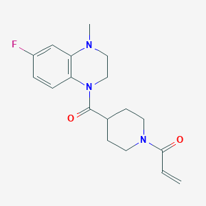 molecular formula C18H22FN3O2 B2844394 1-[4-(6-Fluoro-4-methyl-2,3-dihydroquinoxaline-1-carbonyl)piperidin-1-yl]prop-2-en-1-one CAS No. 2361732-93-4