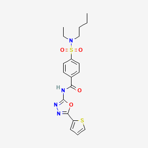 molecular formula C19H22N4O4S2 B2844398 4-[butyl(ethyl)sulfamoyl]-N-[5-(thiophen-2-yl)-1,3,4-oxadiazol-2-yl]benzamide CAS No. 533871-92-0