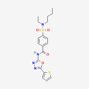 molecular formula C19H22N4O4S2 B2844398 4-[butyl(ethyl)sulfamoyl]-N-(5-thiophen-2-yl-1,3,4-oxadiazol-2-yl)benzamide CAS No. 533871-92-0