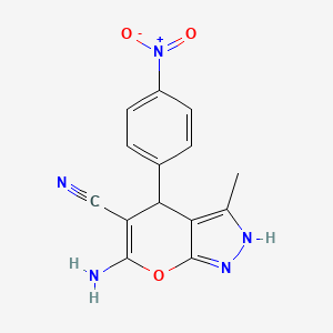 6-Amino-3-methyl-4-(4-nitrophenyl)-1,4-dihydropyrano[2,3-c]pyrazole-5-carbonitrile
