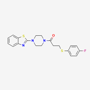 molecular formula C20H20FN3OS2 B2844426 2-(4-{3-[(4-Fluorophenyl)thio]propanoyl}piperazin-1-yl)-1,3-benzothiazole CAS No. 887462-46-6
