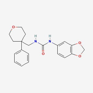 B2844431 1-(benzo[d][1,3]dioxol-5-yl)-3-((4-phenyltetrahydro-2H-pyran-4-yl)methyl)urea CAS No. 1206984-70-4