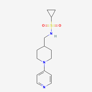 molecular formula C14H21N3O2S B2844437 N-((1-(pyridin-4-yl)piperidin-4-yl)methyl)cyclopropanesulfonamide CAS No. 2034231-27-9