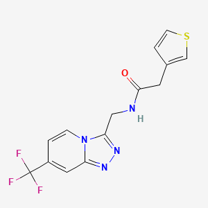 molecular formula C14H11F3N4OS B2844441 2-(thiophen-3-yl)-N-((7-(trifluoromethyl)-[1,2,4]triazolo[4,3-a]pyridin-3-yl)methyl)acetamide CAS No. 1904374-66-8