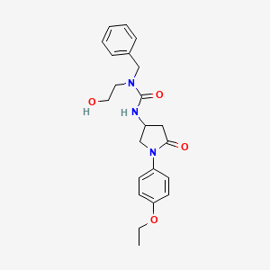 molecular formula C22H27N3O4 B2844444 1-苄基-3-[1-(4-乙氧基苯基)-5-氧代吡咯烷-3-基]-1-(2-羟乙基)脲 CAS No. 894008-97-0