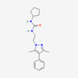 molecular formula C19H26N4O B2844445 1-环戊基-3-(2-(3,5-二甲基-4-苯基-1H-吡唑-1-基)乙基)脲 CAS No. 2034552-10-6