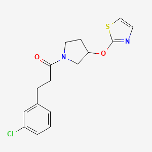 molecular formula C16H17ClN2O2S B2844448 3-(3-chlorophenyl)-1-[3-(1,3-thiazol-2-yloxy)pyrrolidin-1-yl]propan-1-one CAS No. 2200803-35-4