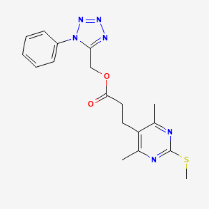 (1-phenyl-1H-1,2,3,4-tetrazol-5-yl)methyl 3-[4,6-dimethyl-2-(methylsulfanyl)pyrimidin-5-yl]propanoate