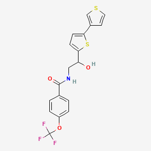 molecular formula C18H14F3NO3S2 B2844457 N-(2-([2,3'-bithiophen]-5-yl)-2-hydroxyethyl)-4-(trifluoromethoxy)benzamide CAS No. 2210141-22-1