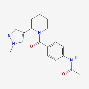 molecular formula C18H22N4O2 B2844487 N-{4-[2-(1-甲基-1H-吡唑-4-基)哌啶-1-甲酰基]苯基}乙酰胺 CAS No. 2097913-45-4