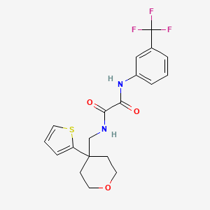 molecular formula C19H19F3N2O3S B2844489 N1-((4-(thiophen-2-yl)tetrahydro-2H-pyran-4-yl)methyl)-N2-(3-(trifluoromethyl)phenyl)oxalamide CAS No. 1091418-82-4