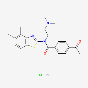 molecular formula C22H26ClN3O2S B2844492 4-乙酰基-N-(2-(二甲基氨基)乙基)-N-(4,5-二甲基苯并[d]噻唑-2-基)苯甲酰胺盐酸盐 CAS No. 1216534-08-5